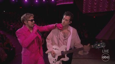 Ryan Gosling and Mark Ronson perform 'I'm Just Ken' at the Oscars.