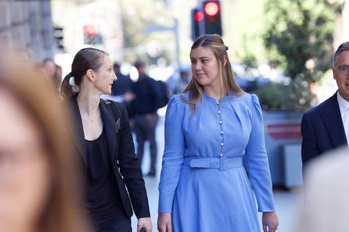 Brittany Higgins (right) with lawyer Theresa Ward arrives at the Perth Supreme Court 