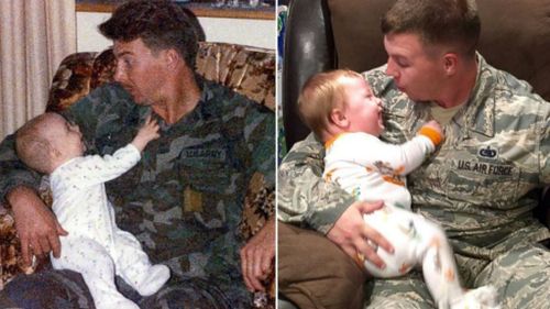 US soldier follows in dad’s footsteps for heartwarming photo with baby son