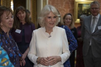 Camilla, The Queen Consort attends a reception to raise awareness of violence against women and girls as part of the UN 16 days of Activism against Gender-Based Violence, in Buckingham Palace, London, Tuesday Nov. 29, 2022 