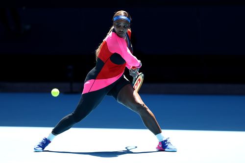 Serena Williams in her Women's Singles third round match against Anastasia Potapova of Russia today.