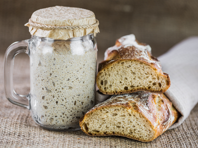 Sourdough starter mixture in a jar