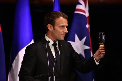 President Macron attended a dinner at the Opera House last night in Sydney. Picture: AAP