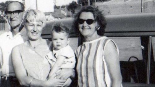 An old photograph showing Steve Isdale as a toddler. He is held by his foster mother Irene, and a woman he believes may be his mother is standing next to her. (Photo: Steve Isdale)