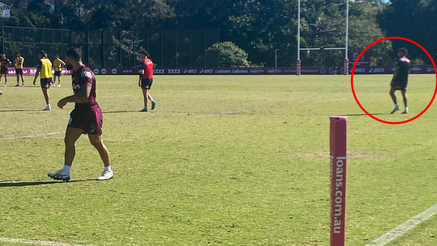 Selwyn Cobbo training with the Brisbane Broncos reserves on Wednesday. Photo: Pete Badel