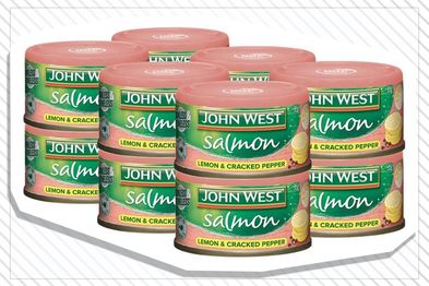 9PR: John West Lemon Cracked Pepper Salmon, 95g, 12-Pack