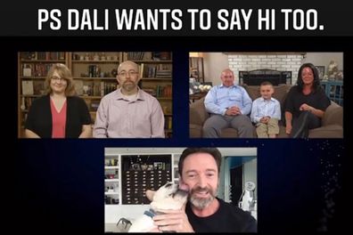 Hugh Jackman, dog, Dali, interrupts virtual call