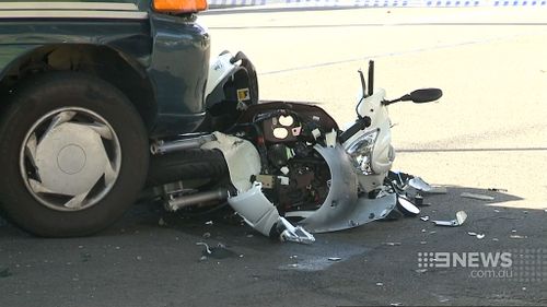 The 54-year-old was knocked off his scooter by a van. (9NEWS)
