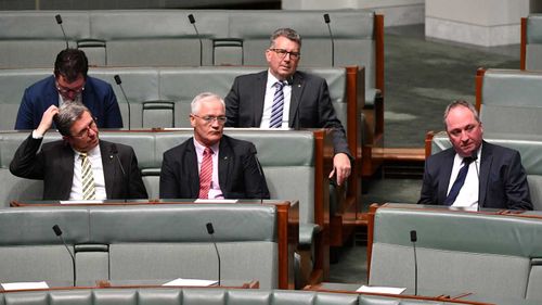 Barnaby Joyce (right) and other Nationals colleagues.