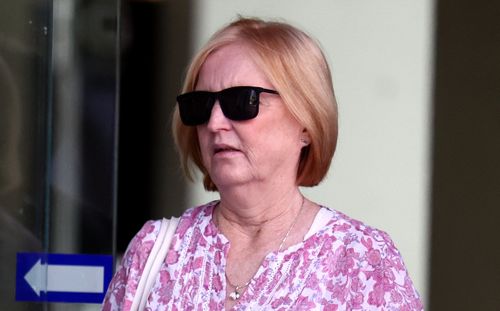 Maree Mavis Crabtree is seen attending her murder trial at the Supreme Court in Brisbane, Wednesday, April 8, 2026.