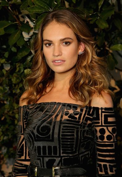 Lily James attends the launch of My Burberry Black at Burberry's all day cafe Thomas's on August 22, 2016 in London, England.