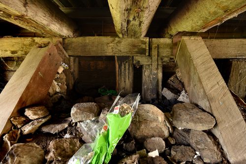 The shelter where Reginald Mullaly used to sleep and where his body was found under Denison Bridge in Bathurst in 2015. 