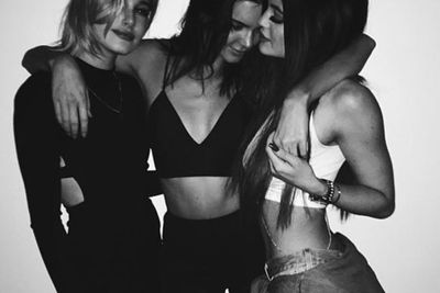 Hailey then posted this black and white snap, showing off those small waists of the Jenner sisters.