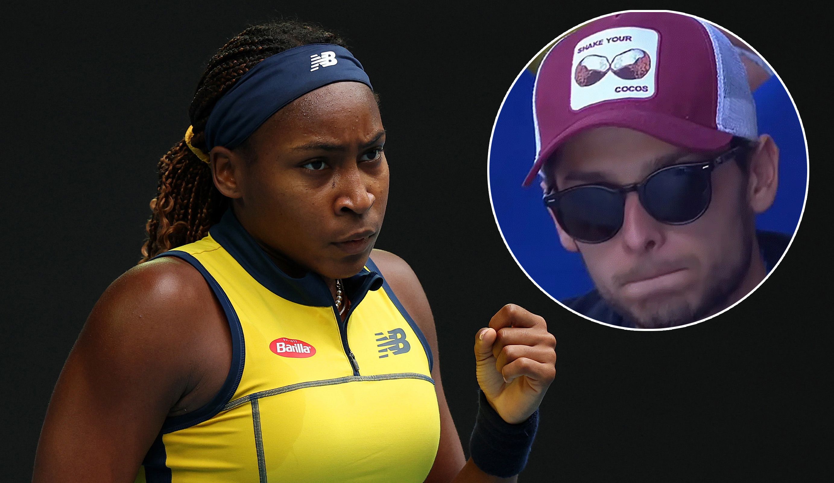 Coco Gauff hit out at the husband of Marta Kostyuk over his hat.