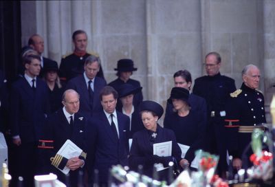 Princess Margaret attends Princess Diana's funeral