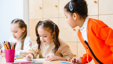 Kids learning in a classroom