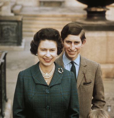 Queen Elizabeth II with Prince Charles at Windsor Castle, April 1969. (Photo by Fox Photos/Hulton Archive/Getty Images)
