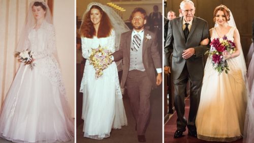 Bride restores and wears ‘sentimental’ third-generation wedding dress down the aisle