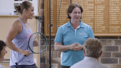 Ash Barty crashed the class then treated students to a game.