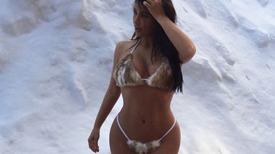Just when we thought Kim was keeping herself nice and warm on her ski trip with hubby Kanye West at Park City, Utah, the reality star has dropped the "FURKINI" on us. OH DEAR GOD.<br/><br/>"Furkini [Photo] by Kanye," Kim posted on Instagram with a series of freezing-in-fur shots. Just normal holiday stuff, really.<br/><br/>We wonder what her sister Khloe, who once vowed "I'd rather go naked than wear fur" for animal rights group PETA, would say?<br/><br/>Keep scrolling for more of Kim's furkini.