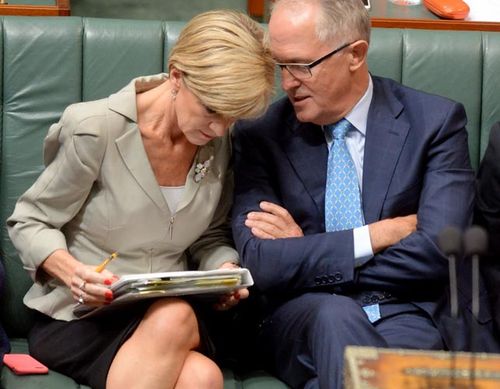 Voters are showing support for the Coalition, but only if Julie Bishop or Malcolm Turnbull becomes leader. (AAP)