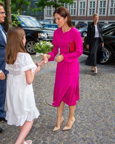 Princess Mary of Denmark seen without her engagement ring and wedding ring