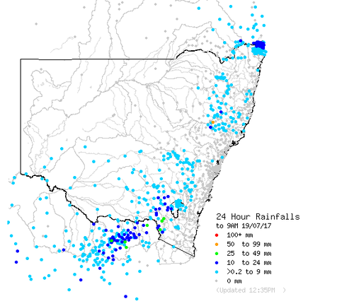 Showers above 1100 metres fell as snow in the NSW Alps. (Bureau of Meteorology)