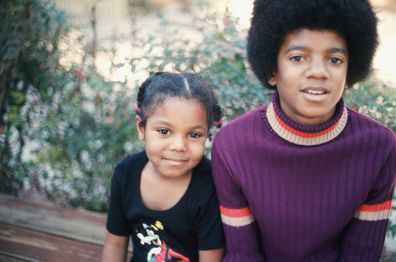 Michael Jackson and sister Janet pose for a photo at their Hollywood Hills home in 1972.