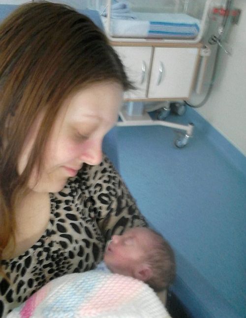 It is not the first time Ms Parker has given birth while on the toilet. (Supplied, Facebook)