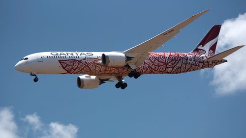 A Qantas jet touches down at RAAF Base Darwin.