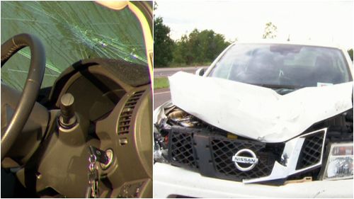 Images show significant damage to the white vehicle. (9NEWS)