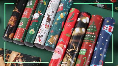 9PR: DELURA Christmas Wrapping Paper, 74cm x 50cm, 15-Pack