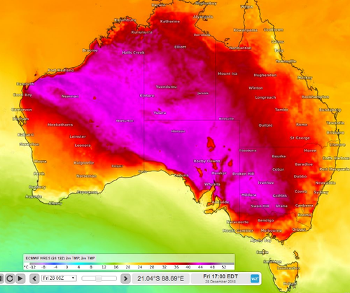 Southeast parts of Australia are set to swelter in the week leading into 2019.