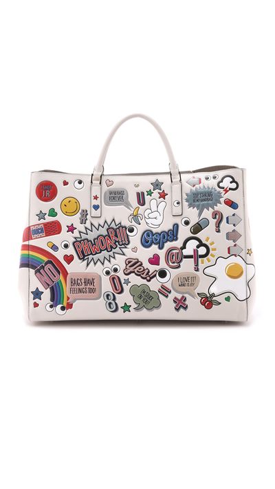<a href="http://www.shopbop.com/ebury-maxi-all-over-stickers/vp/v=1/1513914369.htm?folderID=2534374302177638&amp;fm=other-viewall&amp;os=false&amp;colorId=22452" target="_blank">Ebury Maxi Bag With Graphics, $3,500, Anya Hindmarch</a>