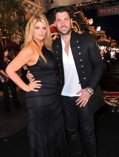 Kirstie Alley and dancer Maksim Chmerkovskiy arrive at the world premiere of "Pirates Of The Caribbean: On Stranger Tides" at Disneyland on May 7, 2011 in Anaheim, United States.