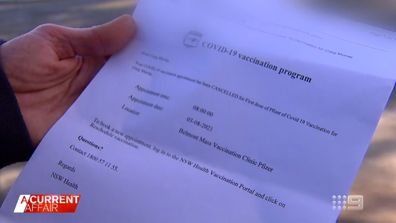 Letters have been sent to some regional NSW resident cancelling their vaccination appointments.