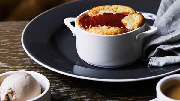 Quince clafoutis and chestnut ice-cream