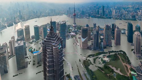 A future Shanghai with canals running through the city's streets. (Climate Central)