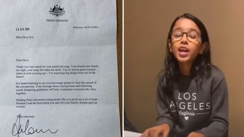 Melbourne girl receives letter from PM for coronavirus song