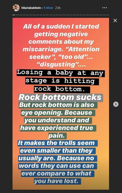 Hilaria Baldwin posted a series of Instagram stories addressing the negative comments she's received.