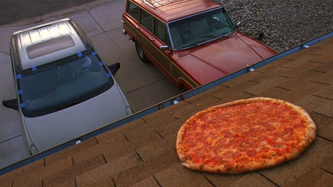 The pizza slinging scene was from season three of Breaking Bad.