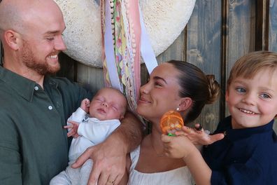 Influencer Emilie Kiser with her two sons and husband