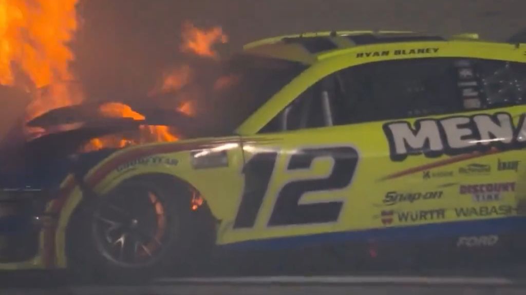'I'm on fire': NASCAR champion fumes at 'shitty' driving after fiery Daytona wreck