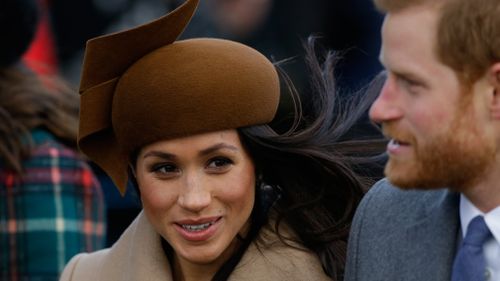 Meghan Markle arrives at St Mary Magdalene Church. (AP Photo/Alastair Grant)