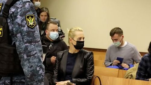 Mr Navalny spoke with his wife, Yulia Navalnya, who was physically present in court, telling her details about his weight and what he last ate.