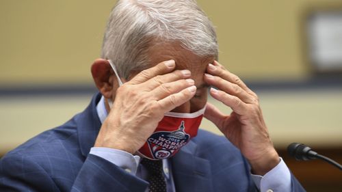 Dr. Anthony Fauci, director of the National Institute for Allergy and Infectious Diseases, testifies during a House Subcommittee hearing on the Coronavirus crisis, Friday, July 31, 2020 on Capitol Hill in Washington