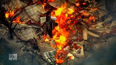 A 77-year-old century-old house was destroyed in minutes, razed to the ground by a raging bushfire.