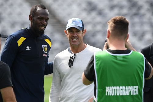 Bolt even managed to spend some time with NSW Blues State of Origin winning coach Brad Fittler, who spoke to the team.
