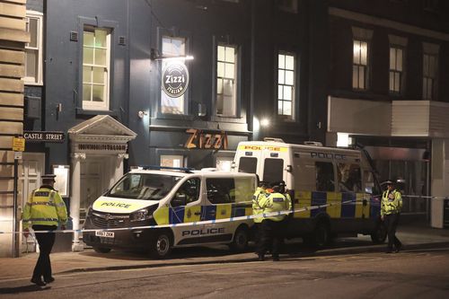 Police set up a crime scene at Zizzi restaurant, near where Skripal and his daughter were found. (AAP)