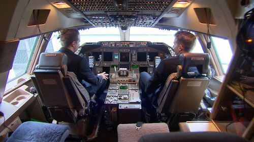 View from the top: the twins in the cockpit. (9NEWS)